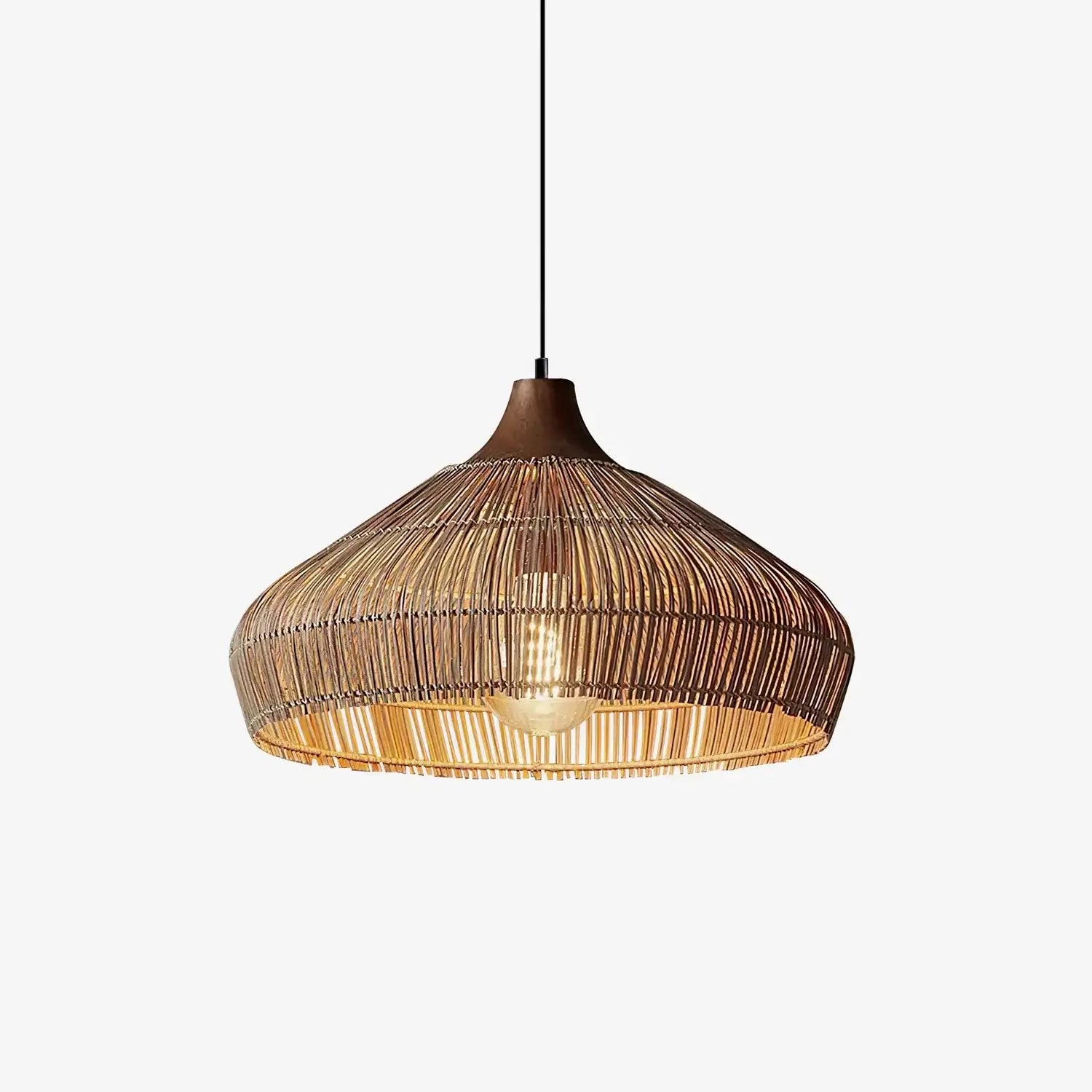 Modern Fabric Table Lamp – Copper and Walnut Wood Bedside Light for Bedroom